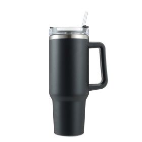 40oz Stainless Steel Handle Bottle Car Cup Double-layer Vacuum Iced Beer Cup Outdoor Portable Travel Insulation Cup - Black - 40oz