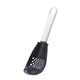 New Multifunctional Kitchen Cooking Spoon Heat-resistant Hanging Hole Innovative Potato Garlic Press Colander Flour Sifter - Black