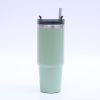 1pc Stainless Steel Vacuum Mug; Home; Office Or Car Vacuum Flask; Insulation Cup With Straw; Insulated Tumbler - Green