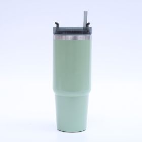 1pc Stainless Steel Vacuum Mug; Home; Office Or Car Vacuum Flask; Insulation Cup With Straw; Insulated Tumbler - Green