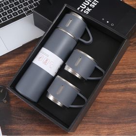 1pc/1Set Stainless Steel Thermal Cup; With Gift Box Set; Double Layer Leakproof Insulated Water Bottle; Keeps Hot And Cold Drinks For Hour - Gray + Gi