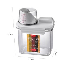 1pc Portable Plastic Food Storage Box; Clear Cereal Storage Containers With Lids; Large Kitchen Storage Containers - 1100ml Airtight Measuring Cup