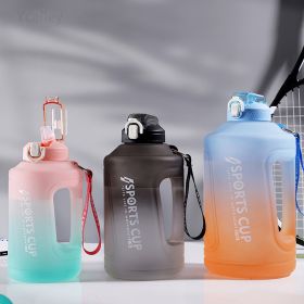 YCALLEY Sport Water Bottle Reminder Silicone Sith Straw Waterbottle Items Fitness Big Bottles 1500ML / 2300ML / 3800ML Sport - Pink greenish - 2300ml