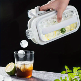 1pc Ice Ball Maker Kettle Kitchen Bar Accessories Gadgets Creative Ice Cube Mold 2 In 1 Multifunctional Container Pot - White