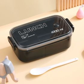 Lunch Box Microwavable Bento Box Food Container Dinnerware Lunchbox For Kids Student Office Sealed Leak-proof Portable Boxes - Black - 1000ml