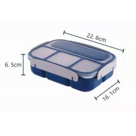 Sealed Portable 4-Compartment Bento Box Student Office Worker Lunch Box Travel & To-Go Food Containers Microwavable - Blue