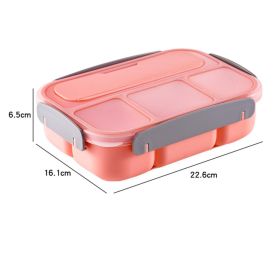 Sealed Portable 4-Compartment Bento Box Student Office Worker Lunch Box Travel & To-Go Food Containers Microwavable - Pink