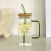 1pc, 13.5oz Adorable Glass Cups with Lids and Straws - Perfect for Back to School and On-the-Go Drinks - Green