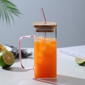 1pc, 13.5oz Adorable Glass Cups with Lids and Straws - Perfect for Back to School and On-the-Go Drinks - Pink