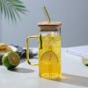 1pc, 13.5oz Adorable Glass Cups with Lids and Straws - Perfect for Back to School and On-the-Go Drinks - Yellow