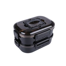 Bento Box Double Layer Lunch Box for Kids and Adults Leakproof Lunch Containers with Removable Stainless Steel Tray Microwave Safe - black