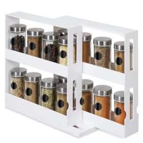 Swivel Cabinet Organizer Revolving Kitchen Rack Spice Organizer for Cabinet Condiment Holder Shelf - White