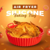 Air Fryer Silicone Baking Tray Reusable Basket Mat Non-Stick Round Microwave Pads Baking Mat Oven Air Fryer Liner  - Gray