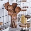 Thailand Teak Natural Wood Tableware Spoon Ladle Turner Long Rice Colander Soup Skimmer Cooking Spoons Scoop Kitchen Tool Set - 7PC