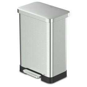 20 Gallon Trash Can, Stainless Steel Step On Kitchen Trash Can, Stainless Steel - White