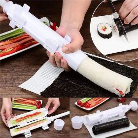 DIY Sushi Maker Roller Rice Mold Sushi Making Machine Vegetable Meat Rolling Device Onigiri Mold Sushi Tools Kitchen Accessories - white