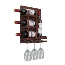 Wall-mounted wine rack with cup holder/wine rack wall mounted/Solid wood wine rack /Home wine rack/Living room wine rack - as Pic