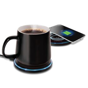 2-In-1 Smart Mug Warmer and QI Wireless Charger  - Black