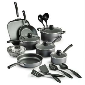 18-Piece Nonstick Cookware Set - Steel Gray