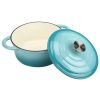 COOKWIN Enameled Cast Iron Dutch Oven with Self Basting Lid;  Enamel Coated Cookware Pot 4.5QT - teal