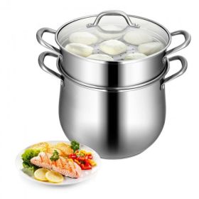 Good Helper In The Kitchen 2-Tier Stainless Steel Steamer Pot Saucepot - Silver - Stainless steel