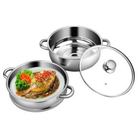 Home Kitchen 2 Tier Stainless Steel Steamer Cookware Boiler - Silver - 430 Stainless steel