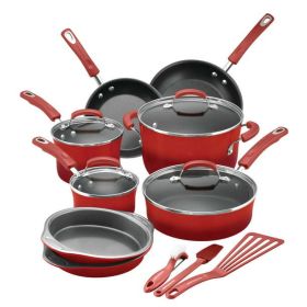 15-Piece Nonstick Pots and Pans Set/Cookware Set, Marine Blue - red