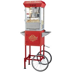 VEVOR Popcorn Popper Machine 8 Oz Popcorn Maker with Cart 850W 48 Cups Red - Default