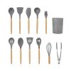 Kitchen Silicone Cooking Tool Utensil Set  - Gray - 11pcs