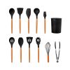 Kitchen Silicone Cooking Tool Utensil Set  - Black - 11pcs