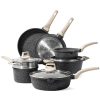 Nonstick Pots and Pans Set, 10 Pcs Granite Stone Kitchen Cookware Sets (Black) - 10