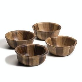 Individual Salad Bowl x 4 - brown - acacia wood