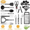 23Pcs Kitchen Utensil Set Stainless Steel Nylon Heat Resistant Cooking Utensil Tool Kit - Black