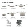 15-Piece Nonstick Pots and Pans Set/Cookware Set, Marine Blue - gray