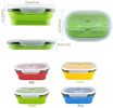 Lunch Box Collapsible Silicone Food Storage with Fork Spoon Expandable Eco Lunch Bento Box BPA-Free Dishwasher Freezer Microwave Safe - green