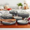 12-Pieces Porcelain Enamel Classic Ceramic Cookware Set, Ombre Teal - gray