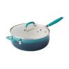 12-Pieces Porcelain Enamel Classic Ceramic Cookware Set, Ombre Teal - blue