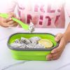 Lunch Box Collapsible Silicone Food Storage with Fork Spoon Expandable Eco Lunch Bento Box BPA-Free Dishwasher Freezer Microwave Safe - green