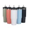 1pc Stainless Steel Vacuum Mug; Home; Office Or Car Vacuum Flask; Insulation Cup With Straw; Insulated Tumbler - Green