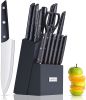 LapEasy 15-Piece Knife Set with Block & Sharpener - black