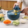 1pc Multifunctional Vegetable Cutter, Potato Shredded Grater, 3 Blades Or 6 Blades For Choose 11in*7.2in - Blue--Six Blades-1pc