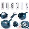 1pc Multifunctional Vegetable Cutter, Potato Shredded Grater, 3 Blades Or 6 Blades For Choose 11in*7.2in - Blue--Six Blades-1pc