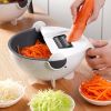 9 in 1 Multifunctional Cutting and Draining Basket for Vegetables with Household Potato Shredder - Kitchen Tool - White