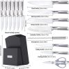 Kitchen Knife Set;  LapEasy 15 Piece Knife Sets with Block Chef Knife Stainless Steel Hollow Handle Cutlery with Manual Sharpener - black