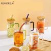 1pc, 13.5oz Adorable Glass Cups with Lids and Straws - Perfect for Back to School and On-the-Go Drinks - Yellow