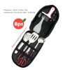 Camp Kitchen Cooking Utensil Set Travel Organizer Grill Accessories  - Black - 8 Pcs