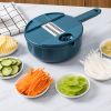 1pc Multifunctional Vegetable Cutter, Potato Shredded Grater, 3 Blades Or 6 Blades For Choose 11in*7.2in - Blue--Six Blades-1pc