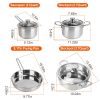 Stainless Steel Cookware Set Fast Even Heat Induction Pots Pans Set Dishwasher Safe with 2.7 3.7 Quart Stockpot 2 Quart Saucepan 9.17in Frying Pan - S