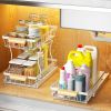 Under the sink Rack 2 Layer Bathroom Kitchen Pull-Out Metal Shelf Organizer - Default