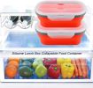 Lunch Box Collapsible Silicone Food Storage with Fork Spoon Expandable Eco Lunch Bento Box BPA-Free Dishwasher Freezer Microwave Safe - red